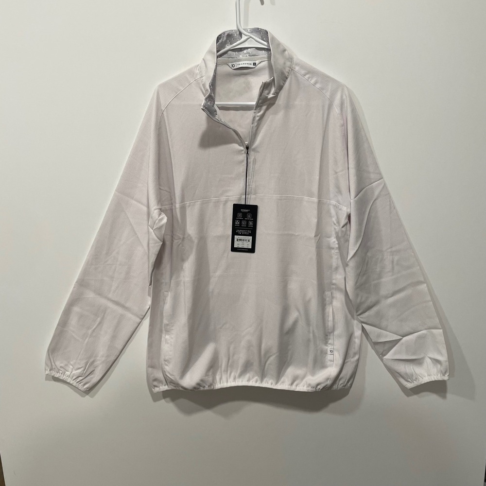 7 Diamonds Mens Oxygenate 1/4 Zip‎ Pullover White Grid Size M Anti-Odor NWT